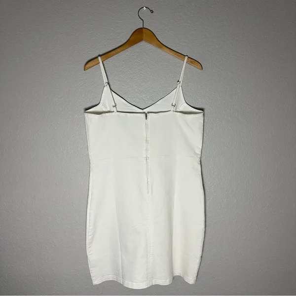 DEREK HEART Womens White Denim Short Body‎ Con Cocktail Dress Juniors XL NEW - Image 4
