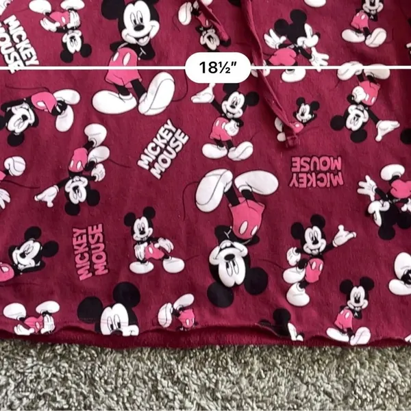 Disney Mickey Mouse Women’s Hoodie Cropped Burgundy Medium M Cotton Blend Casual - Image 10