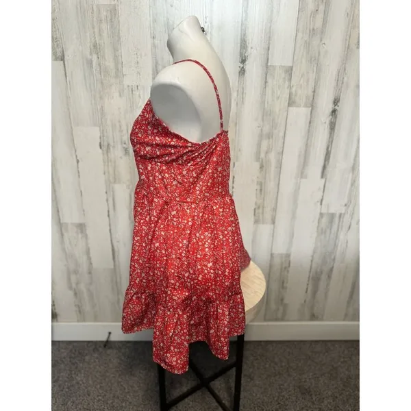 Red Floral Ruffle Mini Dress – Size Small – Cute Summer/Brunch Dress - Image 5
