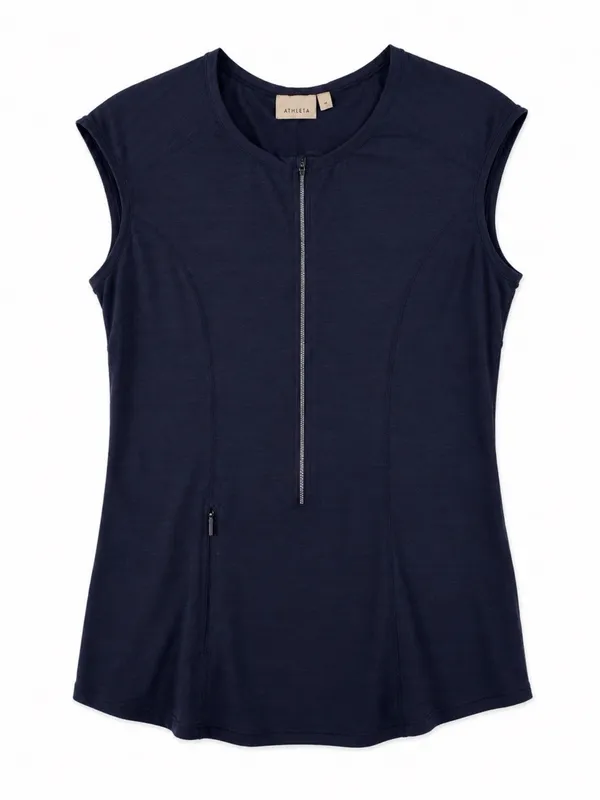 Athleta Navy Sleeveless Zip Front Athletic Top Women’s Medium - Image 2