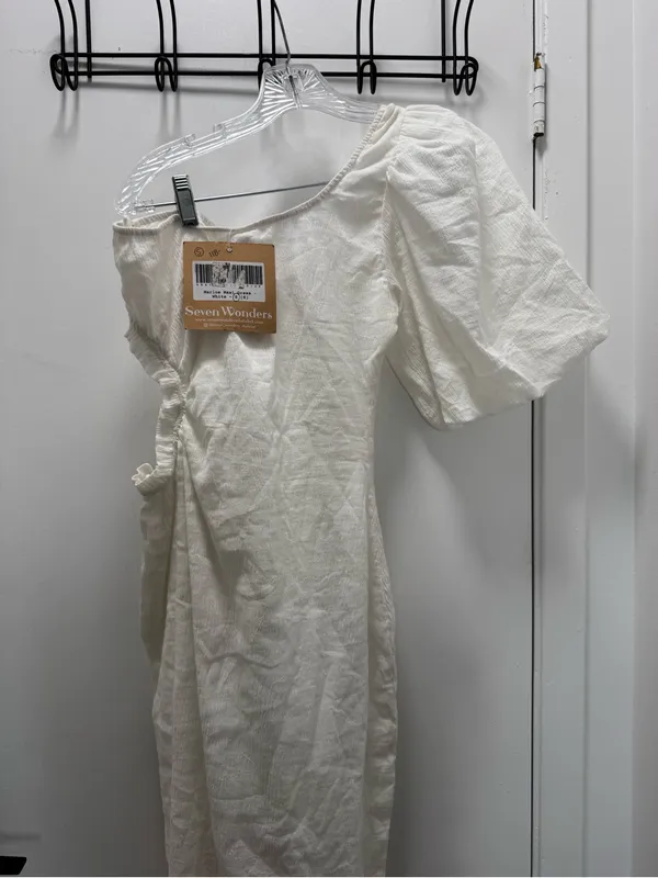 Seven Wonders White Marloe Cutout One Shoulder Puff Sleeve Maxi dress NWT Small - Image 6