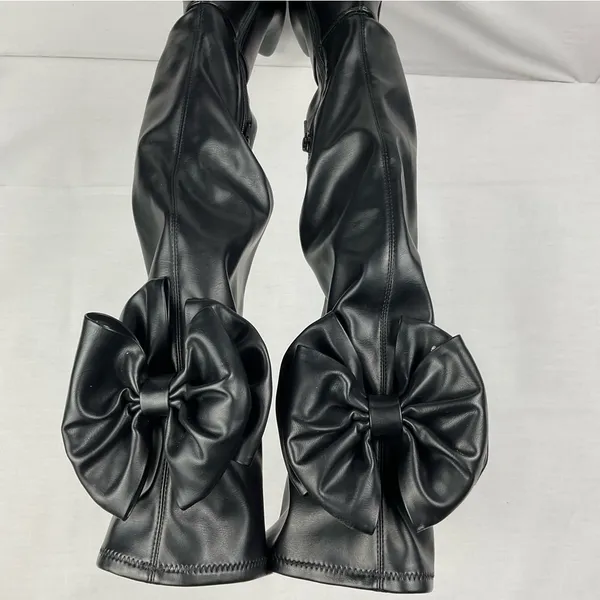 Gianni Bini Delilah Black Boots Sz 6 Bow Back Stretch Over-the-Knee New - Image 7