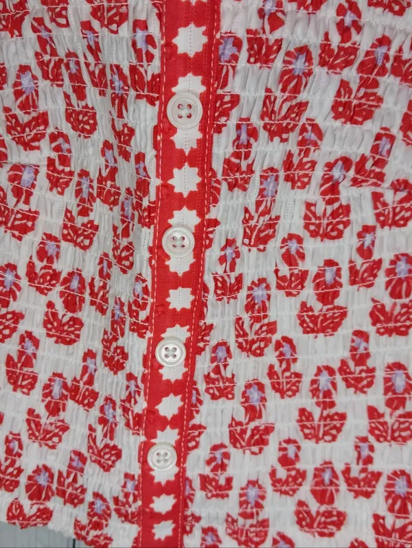 Roller Rabbit x Target Smocked Peplum Coquette Floral Boho Chic Crop Tank Top - Image 3