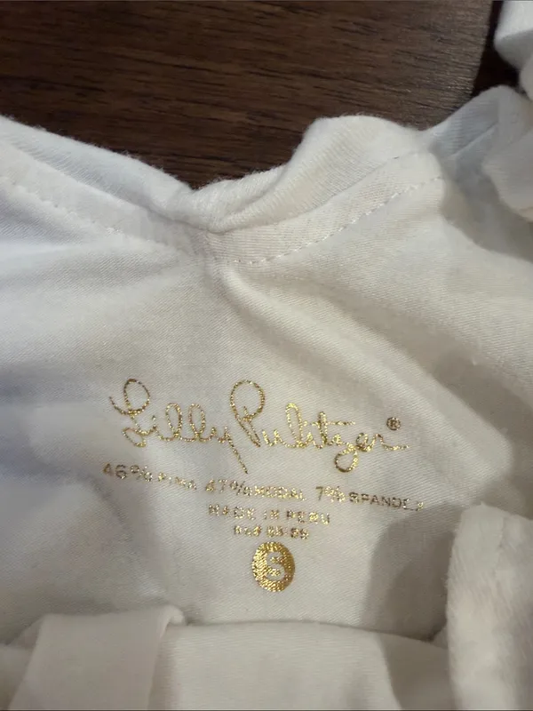 Lilly Pulitzer White Ruffle Shoulder Tank Size Small - C58-012 - Image 3
