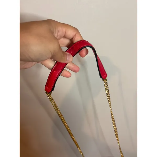Lauren Ralph Lauren red pebble leather chain crossbody bag - Image 3