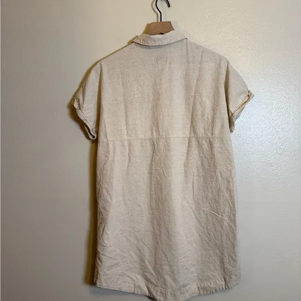Rythmn Classic Beige‎ Linen Short Sleeve Shirt Dress - Image 6