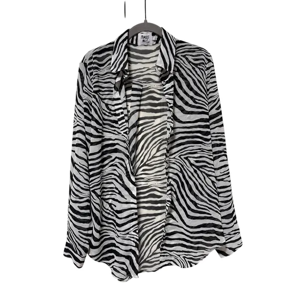 Princess Polly Zebra Print Button Down Shirt S - Image 2