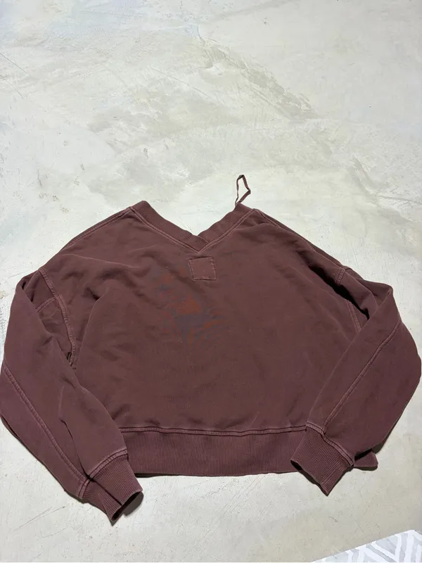 Aerie brown Women’s V-Neck Cropped sweatshirt medium - Image 6