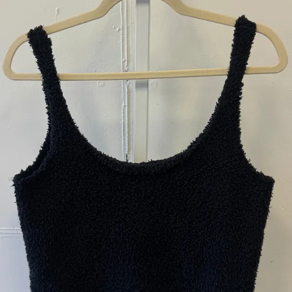 SKIMS Cozy‎ Knit Teddy Sherpa Tank Onyx Black Scoop Neck Lounge Top 2X/3X - Image 3