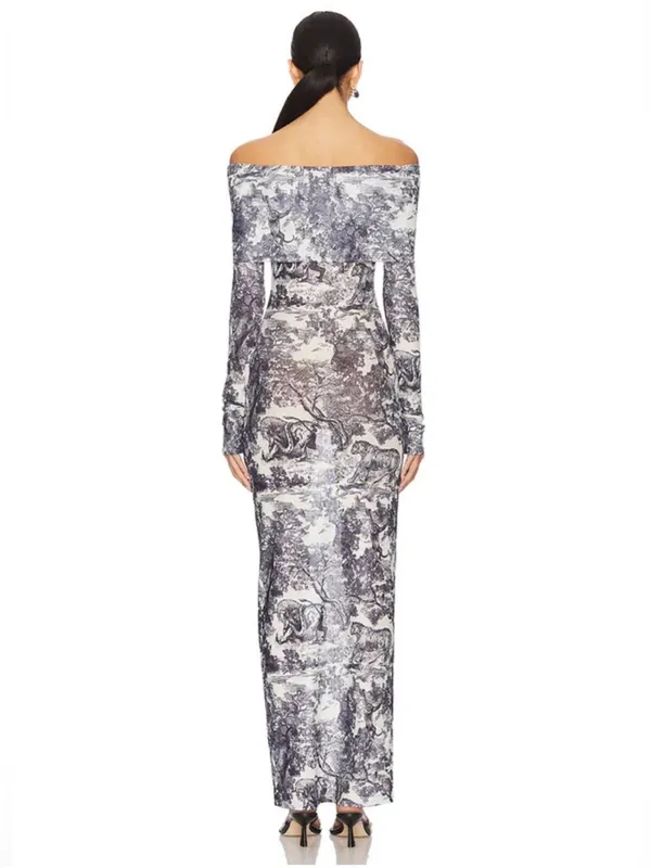 Superdown Karasi Maxi Dress in Toile Navy - Image 3