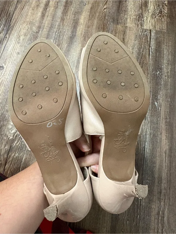 Life Stride Nude Soft System Taupe Peep Toe Heels 8.5 Preppy Formal Wedding - Image 11