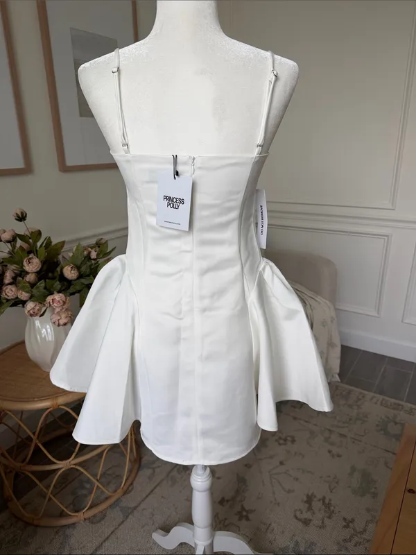 Princess Polly Alympia White Drop Waist Satin Bachelorette Mini Dress NWT - Image 9