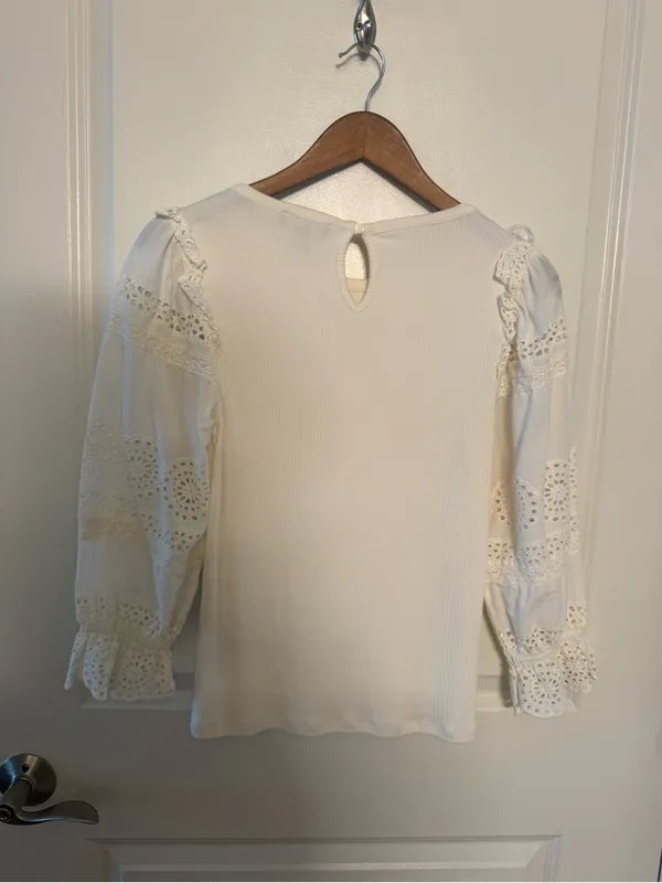 J.Crew Women's Ruffle-Trim Eyelet Top - Image 4