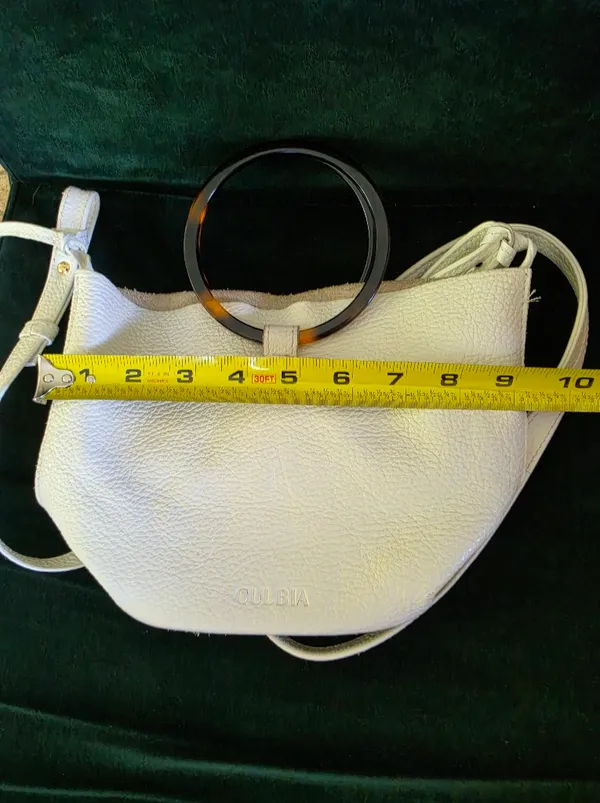 Culbia Small Leather White Handbag Purse With Crossbody Adjustable Strap - Image 11
