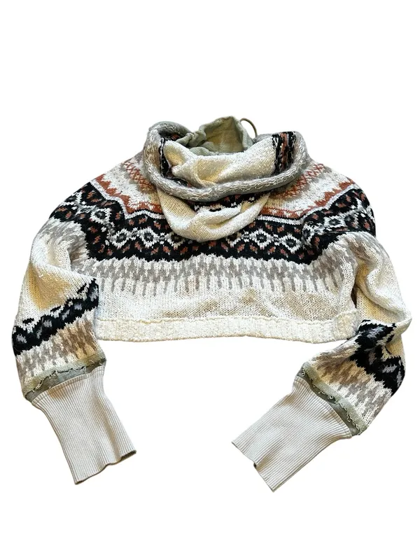 Free People Inverness Hoodie Cropped Sweater Boho Grunge Hippie Relxaed Fit M - Image 8