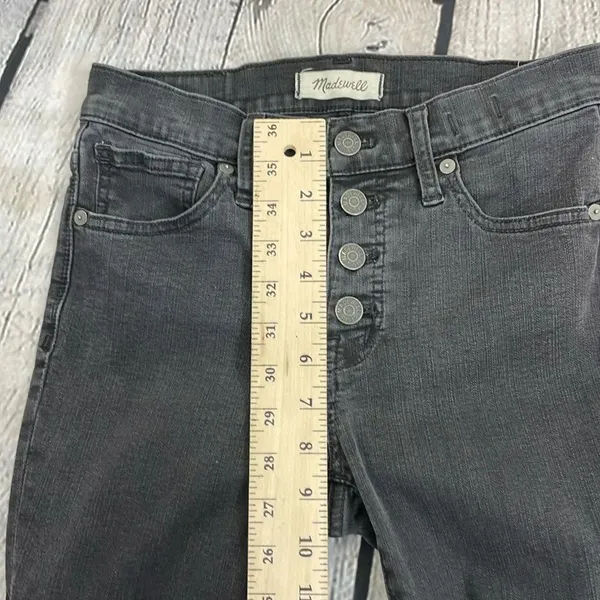 Madewell 9” Mid Rise Black Women’s Jeans Button Fly raw hem waist 25” - Image 11
