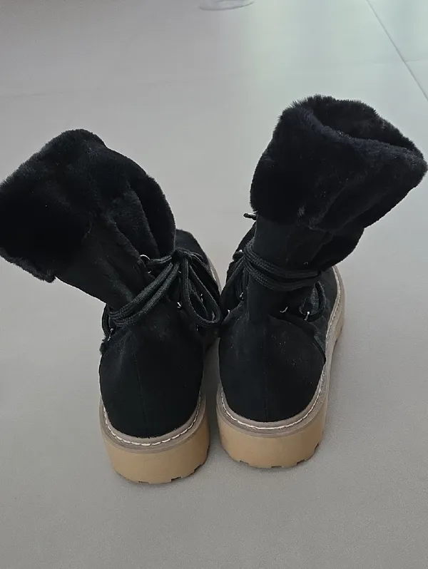 New JLO by Jennifer Lopez Womens Ginna Black Faux-Fur Winter Boots Size 8 - Image 5