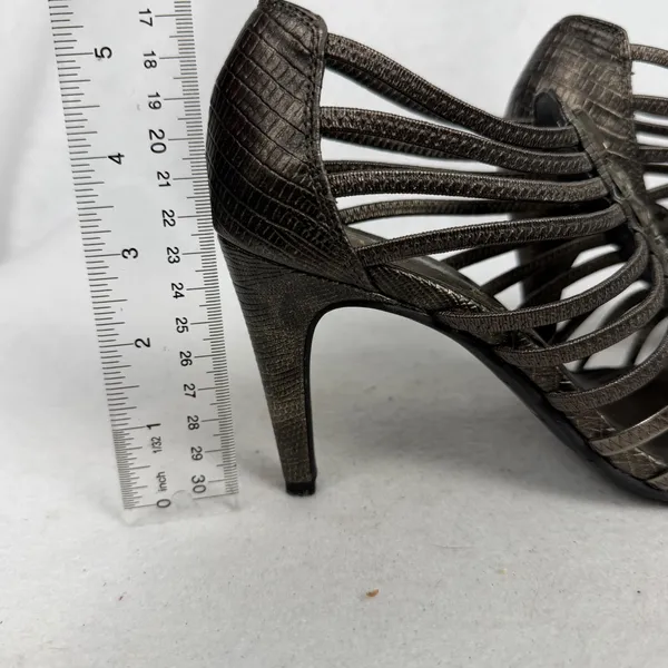 New York Transit Strappy Crystal Heels Women 6M Caged Stiletto Bronze Chic Y2k‎ - Image 4