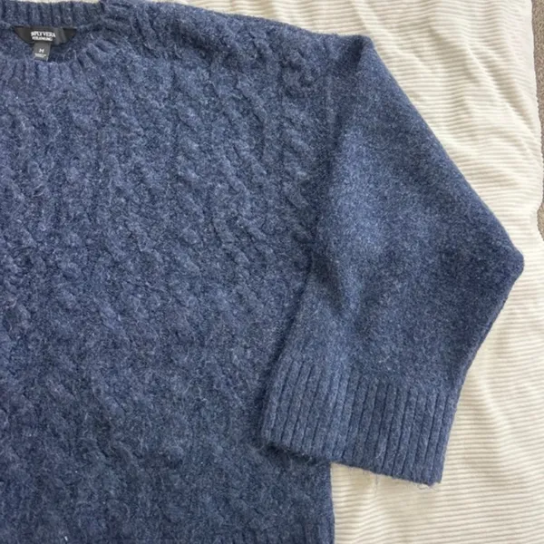 Simply Vera Vera Wang Navy Cable-Knit Crewneck Sweater - Image 3