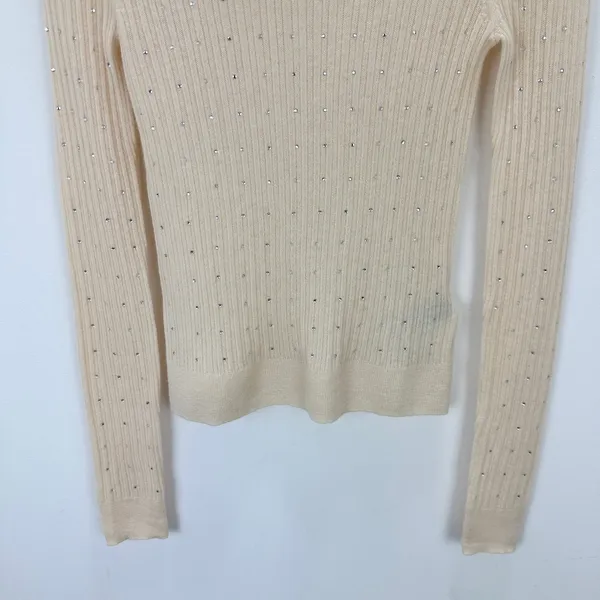 NEW J.Crew Featherweight Cashmere Turtleneck Sweater Rhinestones Buttercream S - Image 12