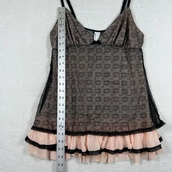 Jessica Simpson Black Pink Lace Ruffle Babydoll‎ Chemise JS60630 Womens Medium - Image 5