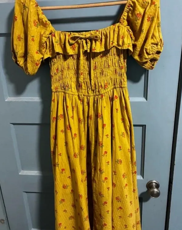 R.Vivimos Floral A-Line Print Puff Sleeve Dress Cottagecore Midi - Image 4