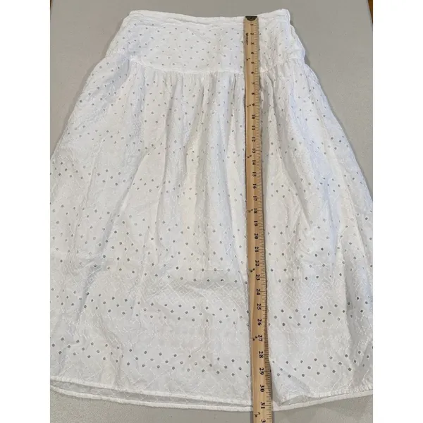 Old Navy Midi/Maxi Skirt Small 100% Cotton Eyelet Elastic Waist Travel Cottage - Image 5
