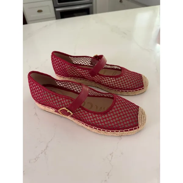 SAM EDELMAN Mackie Mesh Woven Espadrilles in Deep Scarlet Size 10.5 - Image 3