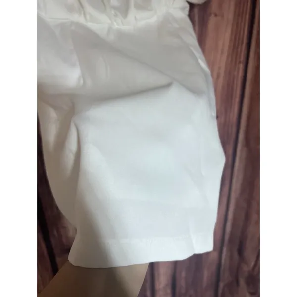 White Oversize Puff Sleeve Mini Sheath Dress Romantic Idem Ditto Party Prom SZ S - Image 10