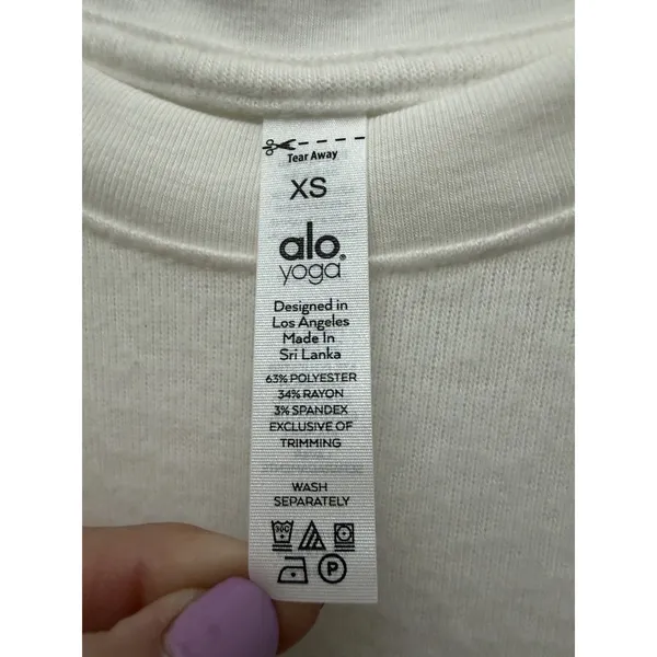 Alo Yoga Soho Pullover Women Size XS Ivory Longsleeve Crew Neck Sweater #T3-2 - Image 4