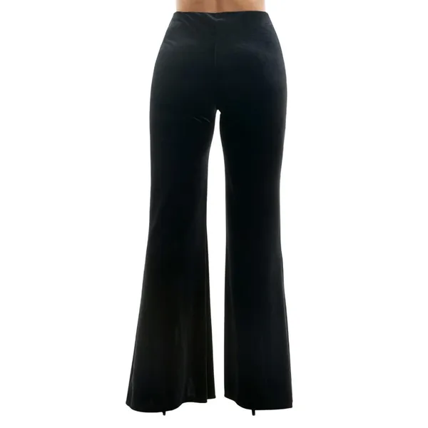 NWT Alex & Sophia Juniors High Rise Front Slit Wide Leg Velvet Pants Black S - Image 2