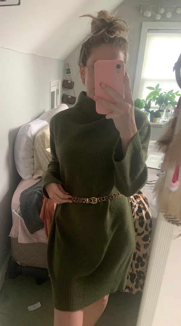 Olive Green Sweater Dress - Image 2