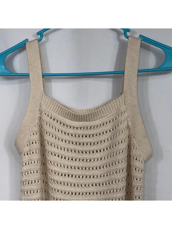 Universal Thread Women’s S Cream Crochet Knit Tank Top - Image 2