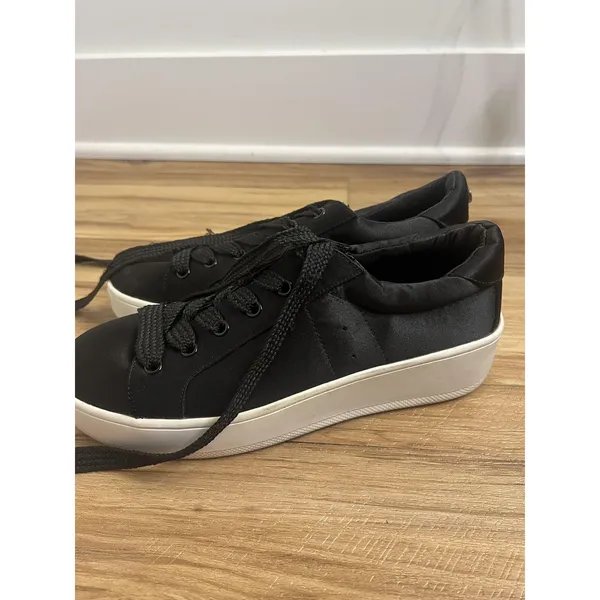 Steve Madden Bertie-S Shoes Wm‎ Size 9.5 Black Satin Platform Sneaker Casual - Image 3