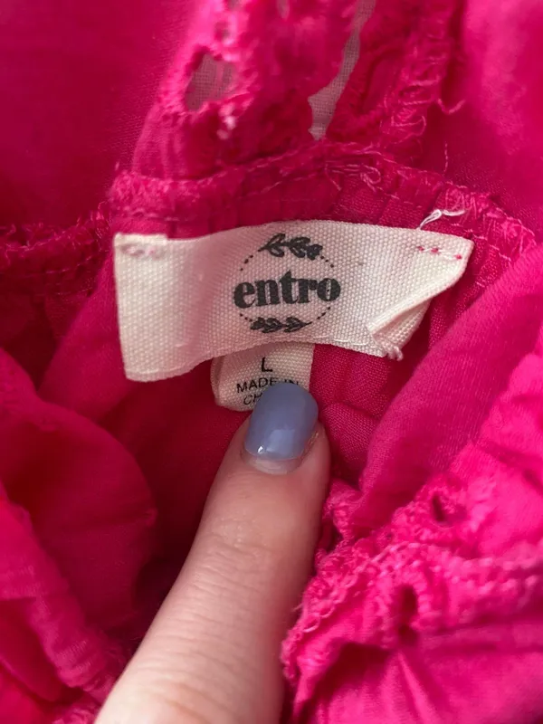 Entro Hot Pink Floral Lace Sundress Size L - Image 3