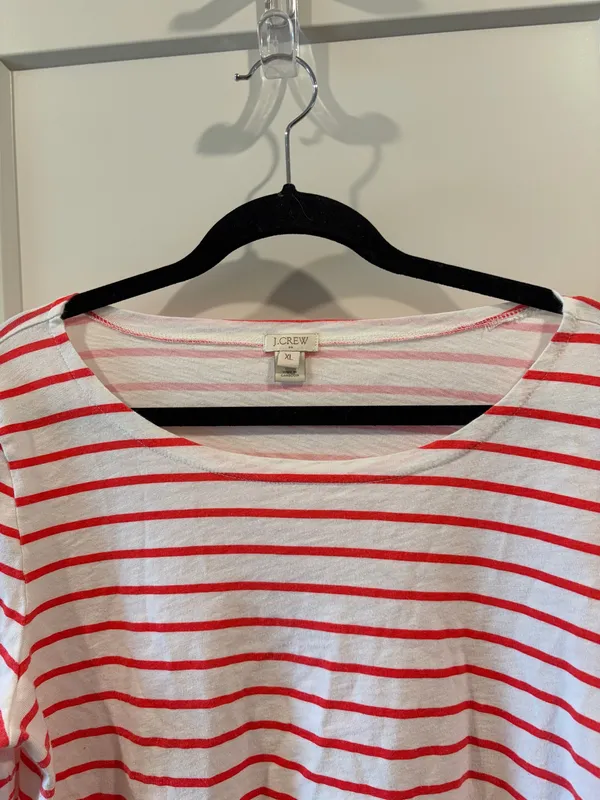 J. Crew Red Striped 3/4 Sleeve Shirt - Image 2
