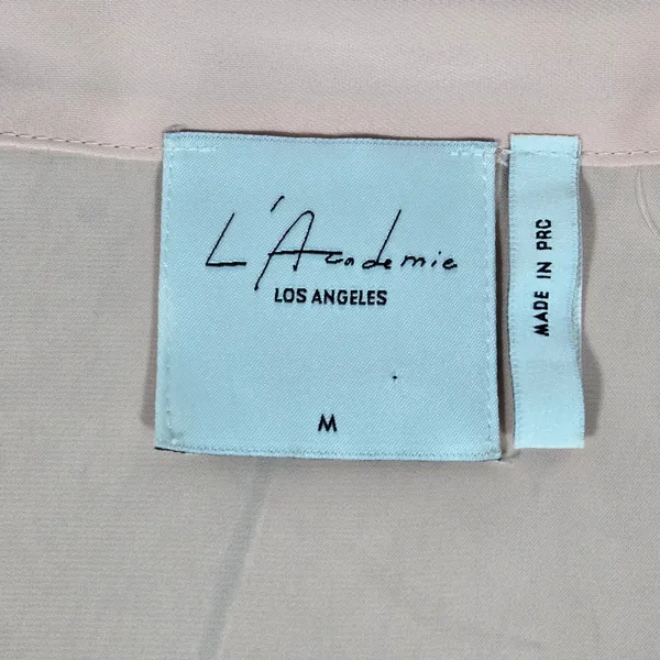 L'Academie Los Angeles Pink Sleeveless Tie Neck Blouse Top Medium M Button Front - Image 4