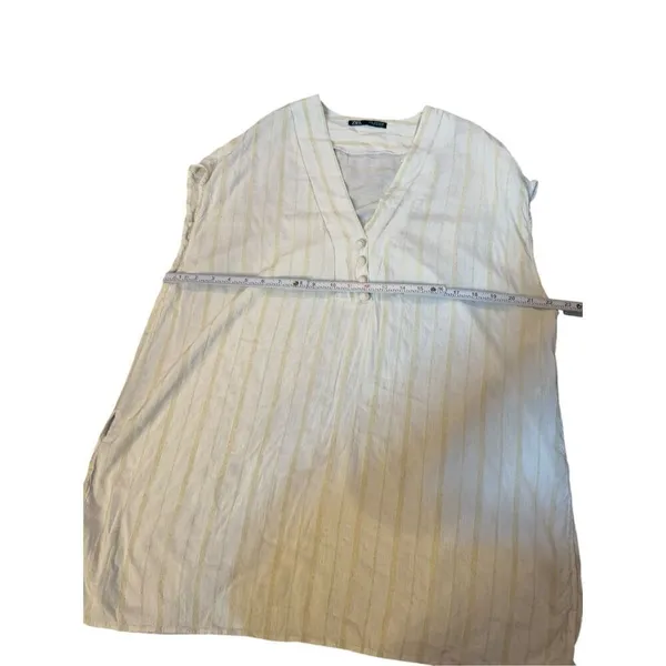 Zara Women’s Yellow & Cream lightweight Lagenlook Textured Tunic‎ Sz M - Image 6