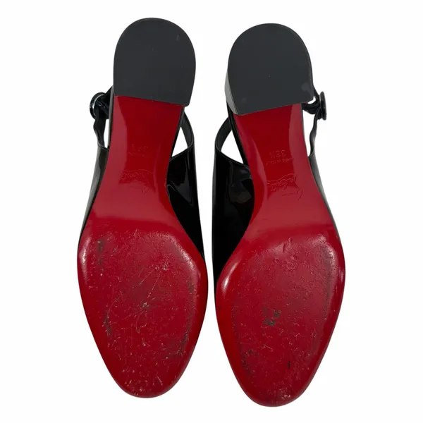 Christian Louboutin So Jane 55 Patent Slingback Pump Black Size 36.5 - Image 9