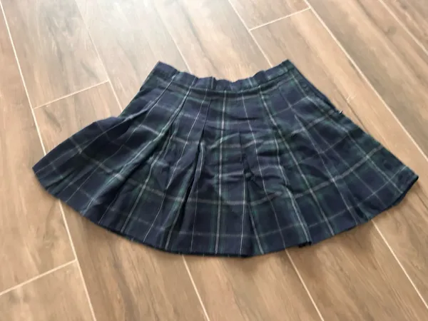 SheIn Green Navy Plaid Pleated Mini School Girl Skirt Dark Academia L - Image 3