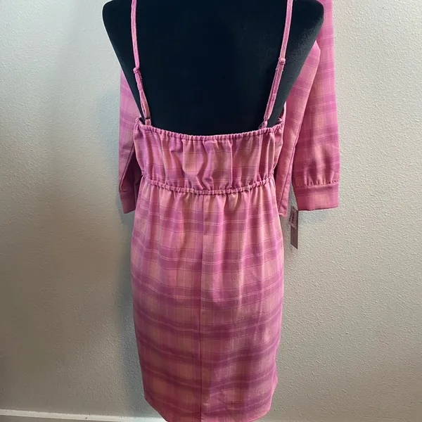 KINGSTON GREY XL JUNIOR Crochet Lace Trim Plaid Pattern Knee Business Dress - Image 4
