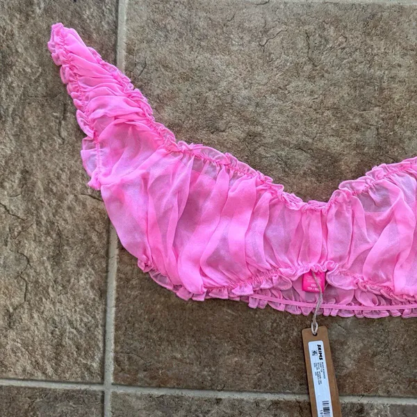 Skims Romance Chiffon Crop Top Bubblegum Size XXS - Image 4