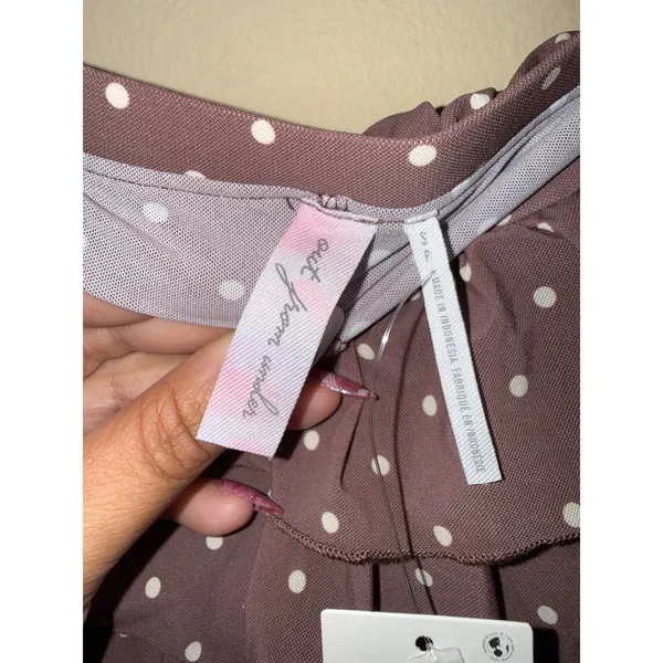 Out From Under Urban Outfitters NWT Coquette Polka Dot Ruffle Mesh Skort Brown S Y2K Fairycore - Image 2