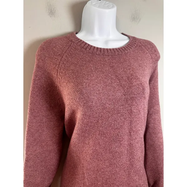 Banana Republic Size L‎ Rose Pink Heathered Cotton Blend Crewneck Sweater Raglan - Image 3
