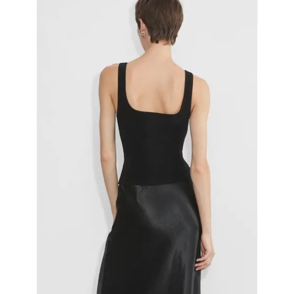 Babaton Sculpt Knit Squareneck Ribbed Tank Top Black - Image 4