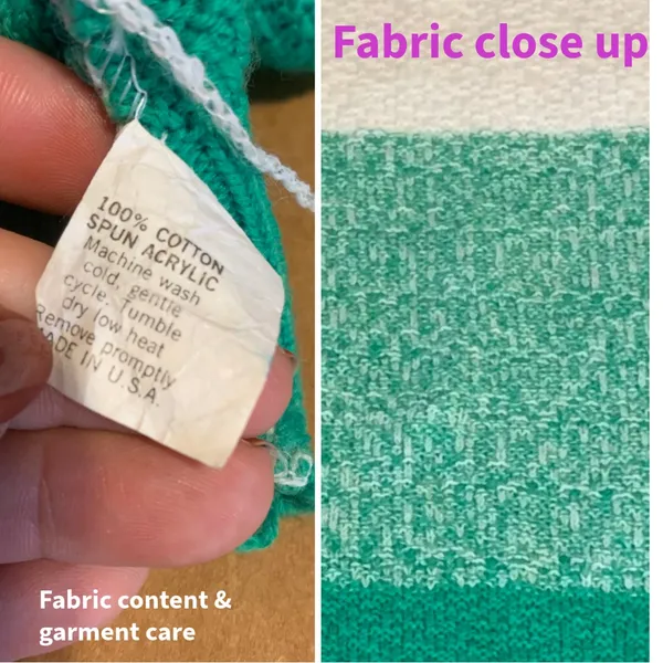 Vintage 1980'S Green & White Color Block Sweater (L) - Image 9