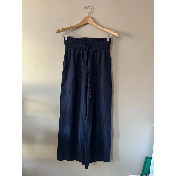 OPEN EDIT Drawstring Wide Leg Pants In Navy Blazer Size S - Image 2