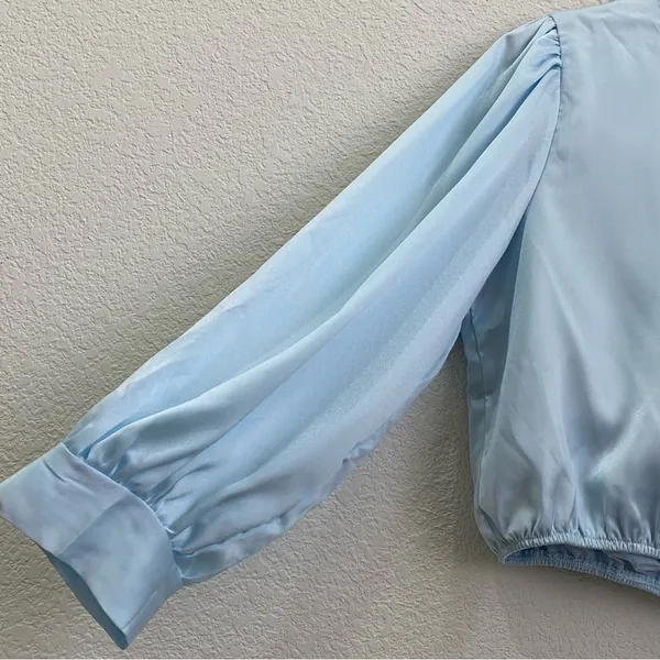 PRETTY GARDEN 2-pc Satin Puff Sleeve Crop Top & Pallazo Pant Set Size M - Image 9