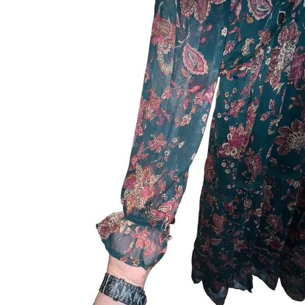Band Of The Free Run The World Pine‎ Berry Paisley Empire Waist Midi Dress Small - Image 4