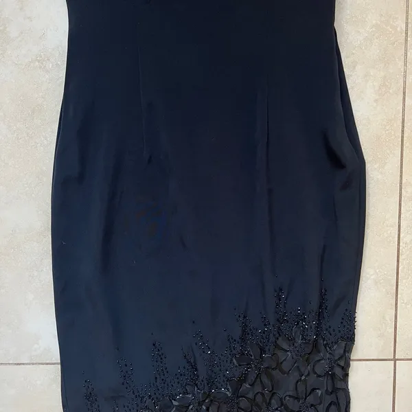 Cache Black Lace Beaded Crisscross Back Evening Formal Mermaid Dress Size 2 - Image 4
